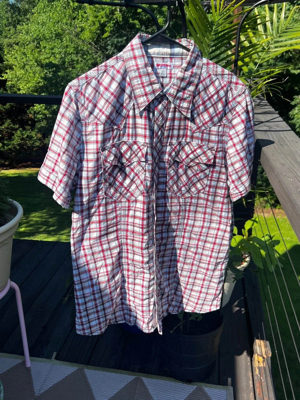 True Religion Plaid Pearl Snap Western Shirt Men’s Large Cowboy Rodeo
